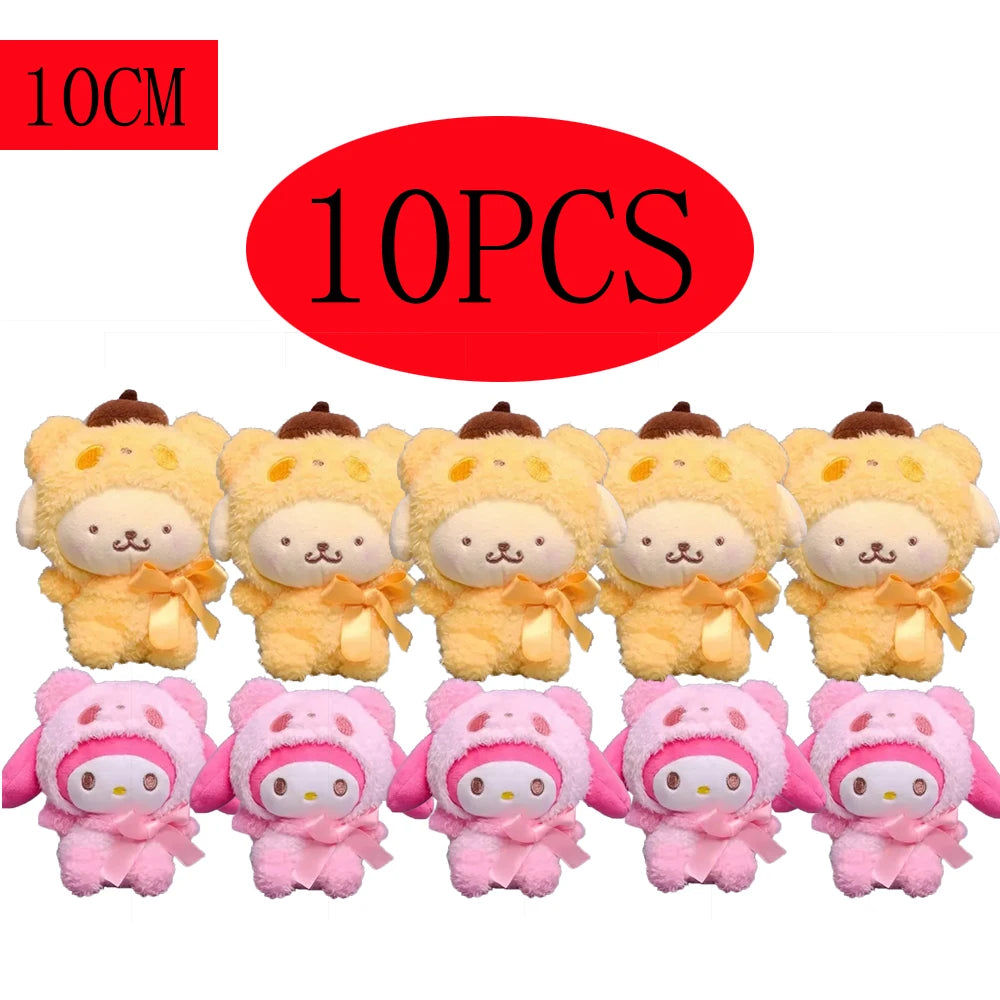 10pcs Sanrio Keychain Plush Anime Kuromi Doll Keyring Hello Kitty Plushie Cinnamoroll KeyChains Bag Pendant Toy Gift for Girls My Store