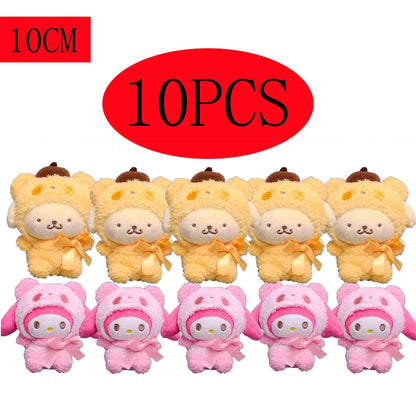 10pcs Sanrio Keychain Plush Anime Kuromi Doll Keyring Hello Kitty Plushie Cinnamoroll KeyChains Bag Pendant Toy Gift for Girls My Store