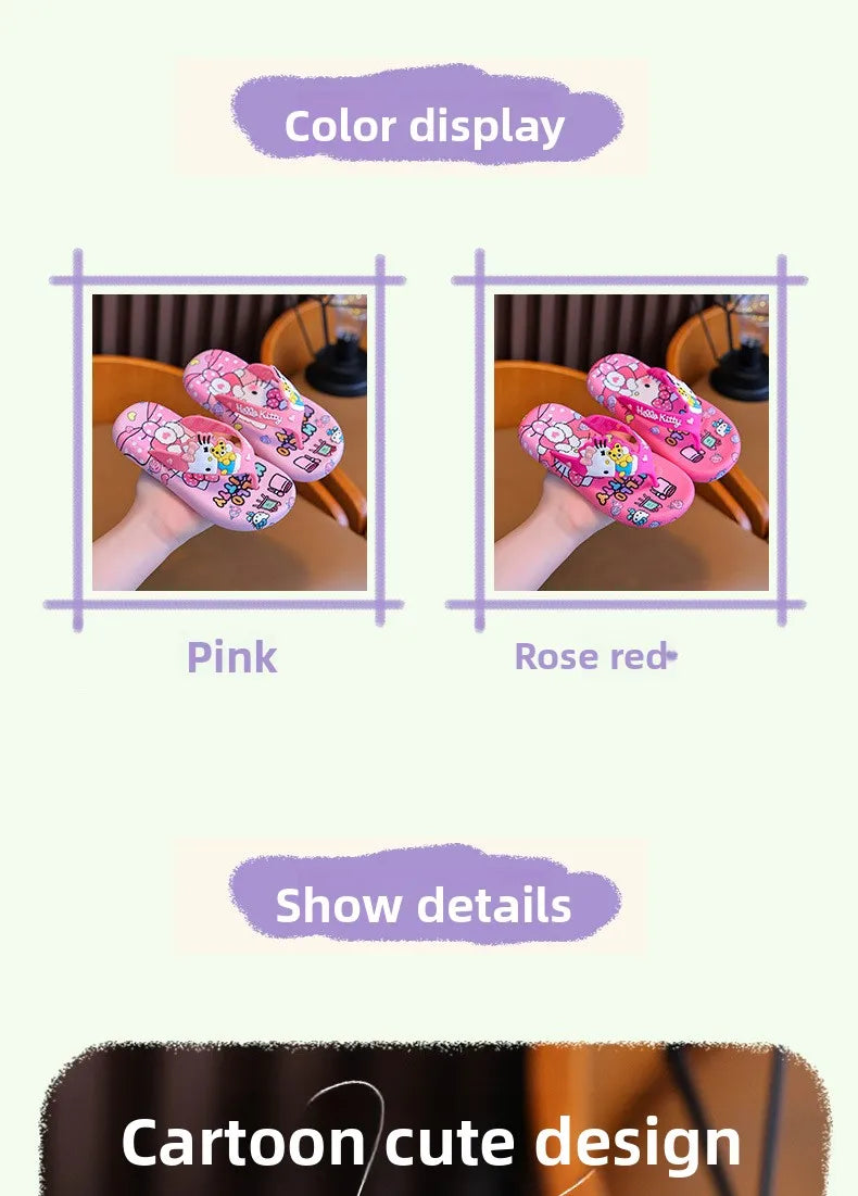 Hellokittys Sanrios Slippers Girl Summer Fashion Kawaii Cartoon Wearing Outside Fashion Cartoon Flip Flops Leisure Anime Figure My Store