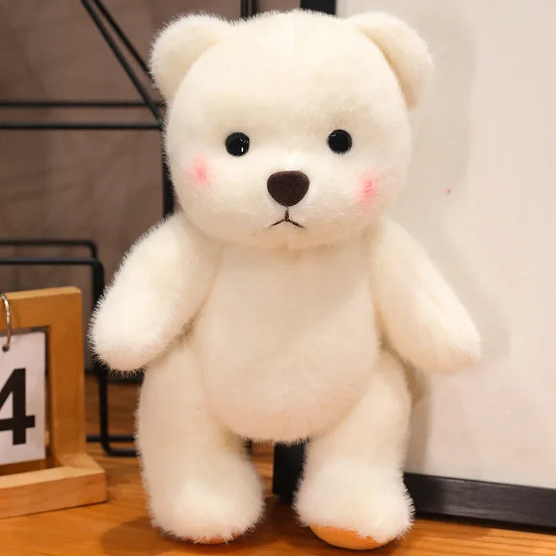 For 30cm Plush Toys Birthday Gift for Girls Kids Bear with Movable Limbs and Head Soft Bear White Brown Comfortable My Store