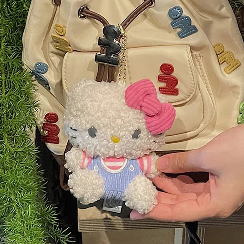 Saniro Hello Kitty cartoon Kt cat curly-haired keychain schoolbag backpack cute key for girls' gift My Store