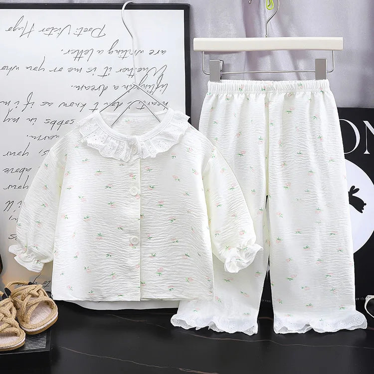 Kid Cute Floral New Sleepwear 2pcs Toddler Children Homewear Pajamas Thin Spring Summer Boys Girl Air Conditioning Clothing My Store