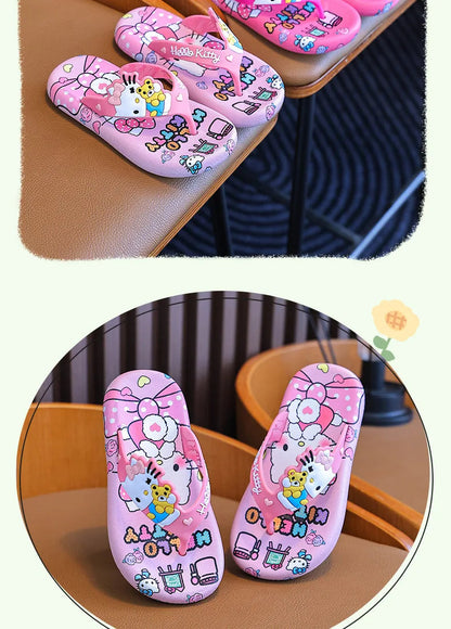 Hellokittys Sanrios Slippers Girl Summer Fashion Kawaii Cartoon Wearing Outside Fashion Cartoon Flip Flops Leisure Anime Figure My Store
