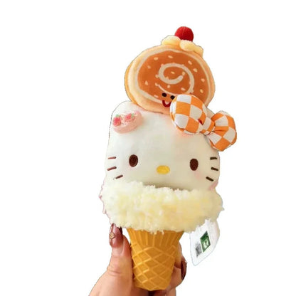 Anime Hello Kitty cosplay ice cream cone shape cartoon plush doll keychain PP cotton stuffed doll kawaii pendant gift My Store