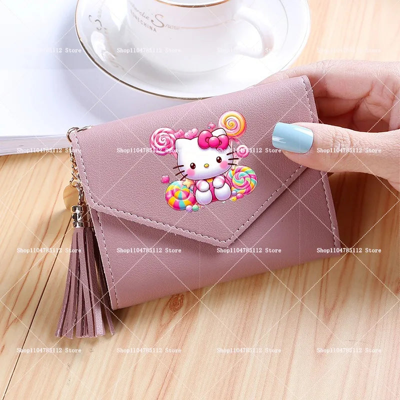 Hello Kitty Wallet PU Lychee Pattern Women Wallets Anime Cartoon New Clutch Money Pouch Trend Fashion Multifunctional Purse Gift My Store