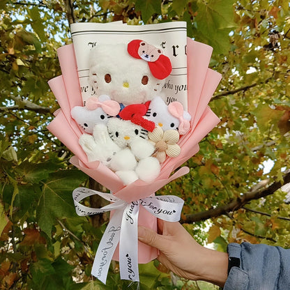Hello Kitty Cartoon Plush Bouquet  Anime Rose Flowers Doll Home Wedding Decoration Christmas Valentine's Day Gift My Store