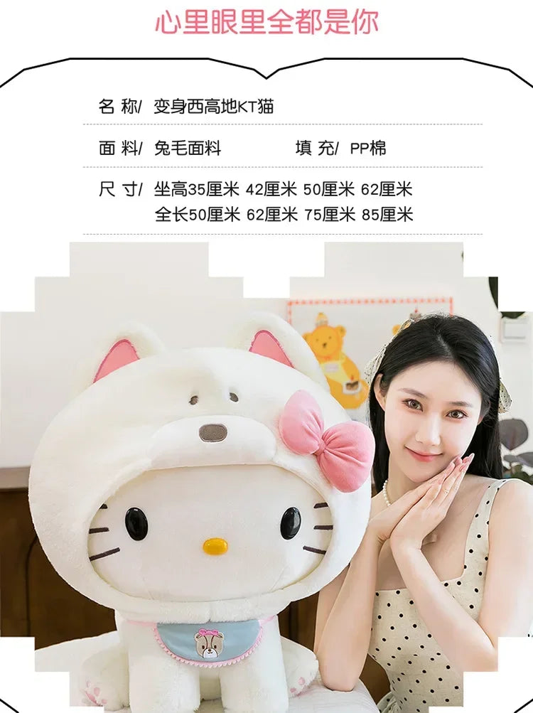 Hot Sanrio Large Size Hello Kitty Transforms Into A Puppy Series Plush Toy Cartoon Anime Filled Doll Kawaii Decorate Girl Gifts My Store