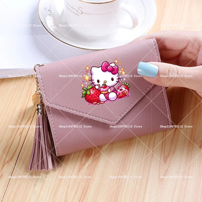 Hello Kitty Wallet PU Lychee Pattern Women Wallets Anime Cartoon New Clutch Money Pouch Trend Fashion Multifunctional Purse Gift My Store