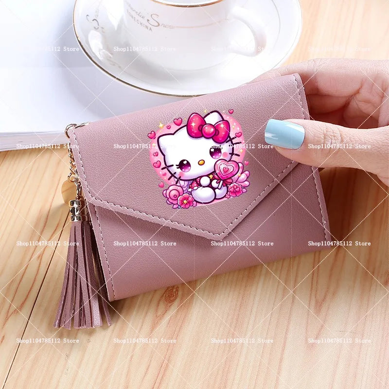 Hello Kitty Wallet PU Lychee Pattern Women Wallets Anime Cartoon New Clutch Money Pouch Trend Fashion Multifunctional Purse Gift My Store