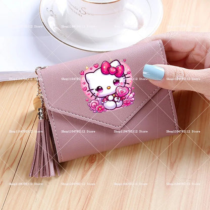 Hello Kitty Wallet PU Lychee Pattern Women Wallets Anime Cartoon New Clutch Money Pouch Trend Fashion Multifunctional Purse Gift My Store