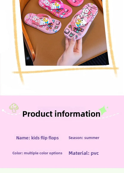Hellokittys Sanrios Slippers Girl Summer Fashion Kawaii Cartoon Wearing Outside Fashion Cartoon Flip Flops Leisure Anime Figure My Store