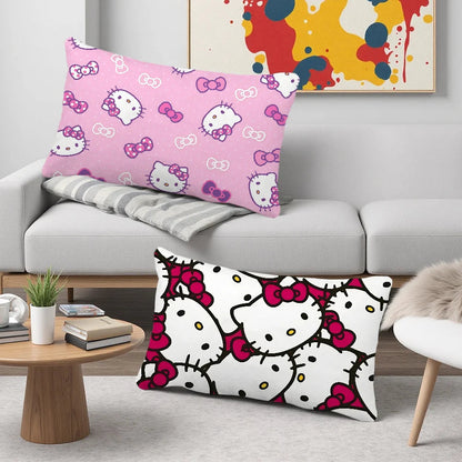 pink Tiling Pattern cushion cover Rectangle Pillow Cover bow Hello kawaii Home Sofa living Room k-Kitty Coffee Shop Pillowcase My Store
