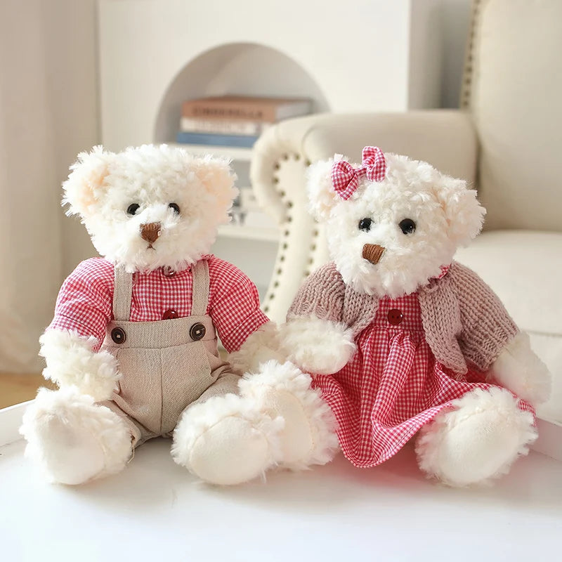 2pcs/lot 26cm Lovely Couple Teddy Bear Peluche Toys Kawaii Dress Bear Dolls Stuffed Soft Toy for Girls Baby Girlfriend Gifts My Store