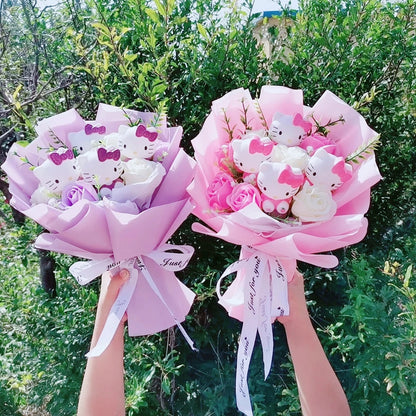 Hello Kitty Cartoon Plush Bouquet  Anime Rose Flowers Doll Home Wedding Decoration Christmas Valentine's Day Gift My Store