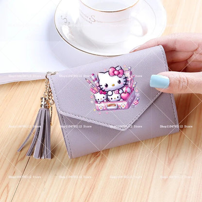Hello Kitty Wallet PU Lychee Pattern Women Wallets Anime Cartoon New Clutch Money Pouch Trend Fashion Multifunctional Purse Gift My Store