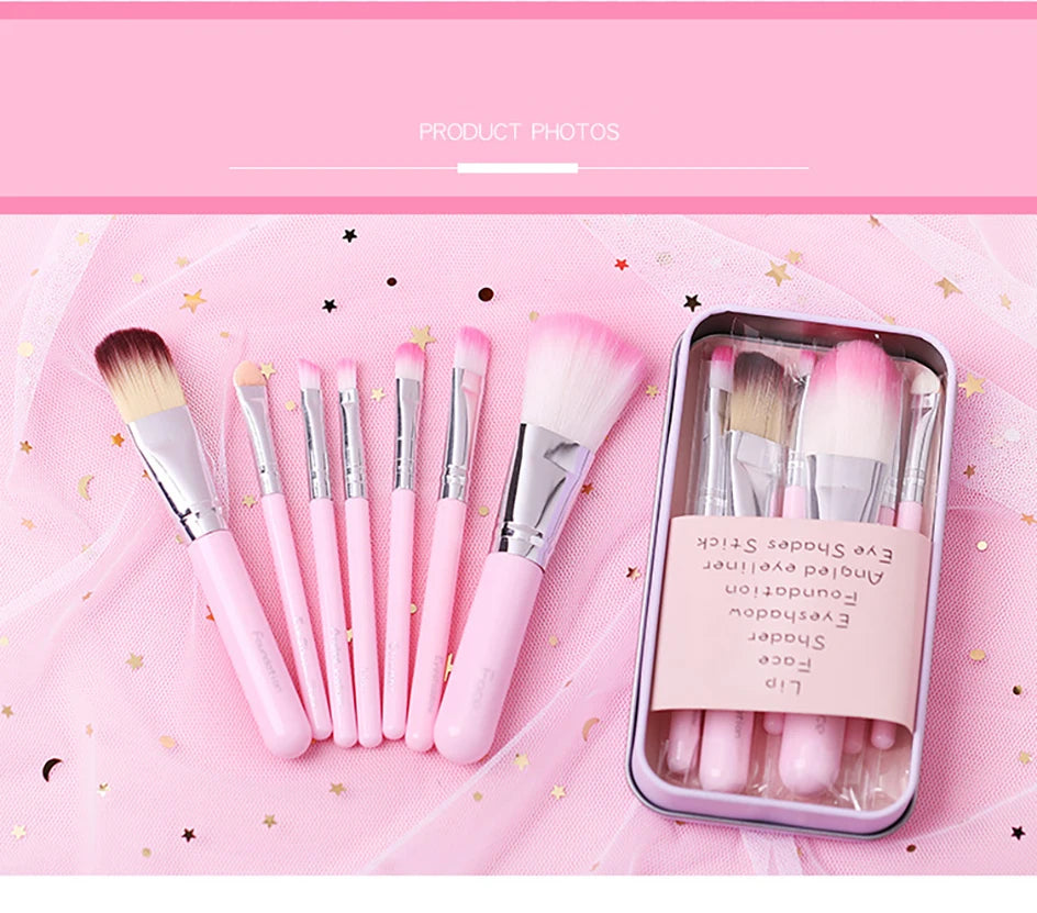 Hello Kitty 7Pcs Makeup Brush Set Kawaii Y2K Multifunctional Cosmetics Tool With Storage Case Cute Gift For Women Girls My Store