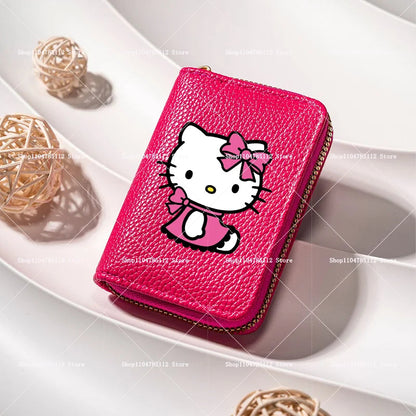 Hello Kitty Short Coin Purse with Card Slots Zipper Wallet Large Capacity Multiple Colors Credit Card Holder Coin Packet Gift My Store