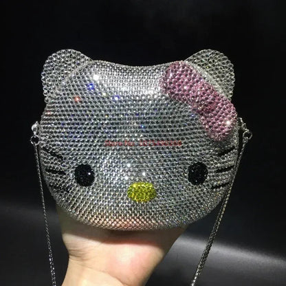 Hellokitty Anime Cartoon Shape Rhinestone Cartoon Full Of Diamonds Dinner Bag Handmade Diamond-Set Lady'S Clutch Christmas Gift My Store