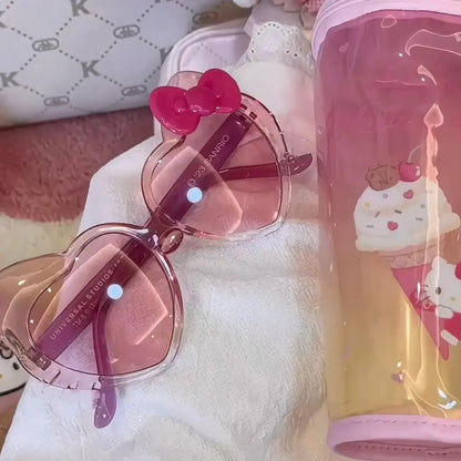 Hello Kitty Glasses Cute Cartoon Originality Peach Heart Modeling Sunglasses Fashion Delicate Trend Photography Accessories My Store