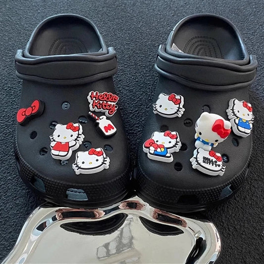 10pcs/Set Hello Kitty Bowknot DIY Sandal Charms Sweet Cute Cartoon PVC Garden Shoes Buckle Accessories Party Gifts My Store