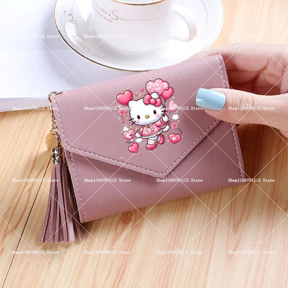 Hello Kitty Wallet PU Lychee Pattern Women Wallets Anime Cartoon New Clutch Money Pouch Trend Fashion Multifunctional Purse Gift My Store
