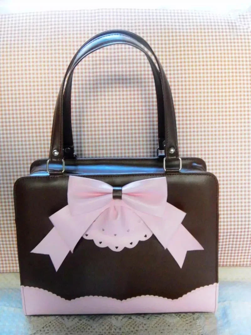 Lolita Bag Japanese Sweet Bow Underarm Bags for Women Elegant Chic JK Uniform Totes Girls Kawaii Cute Handbag PU Сумка Bolsa My Store