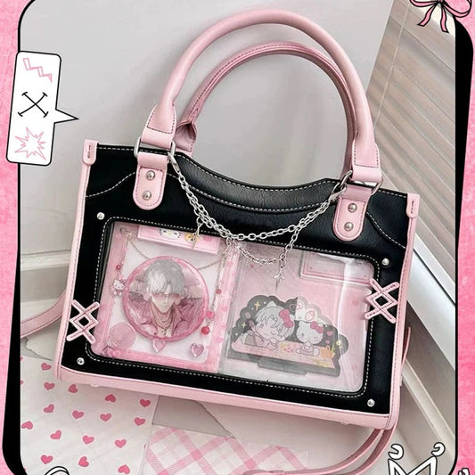 Y2K Cute Ita Bag Girl Transparent Messenger Bag Women's Fashion Shoulder Crossbody Bag Ladys DIY Display Tote Bag Lolita Handbag My Store