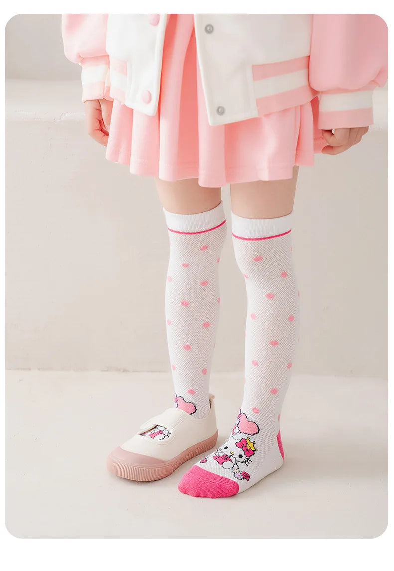 3 Pairs Spring and Summer Cartoon Anime Hello Kitty Pattern Girls Over knee Socks Cotton Comfortable and Soft Casual Girls Socks My Store