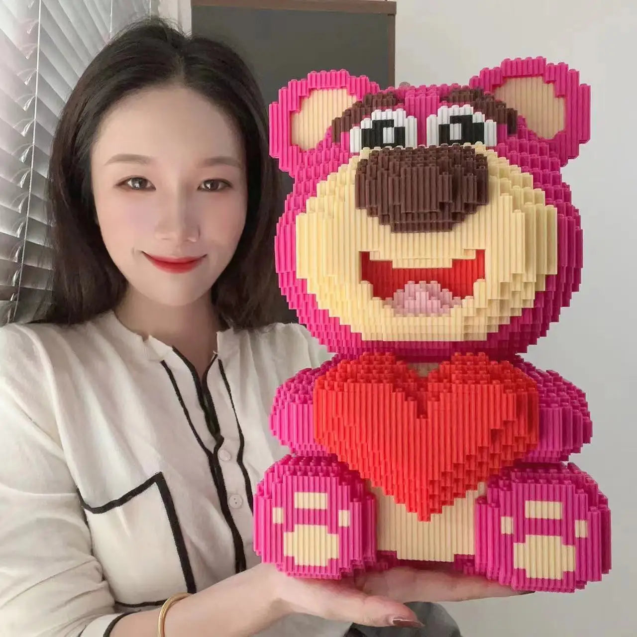 30CM Extra Large Strawberry Bear Block Assembly Toy Small Particle Lotso Girl Student Festival Gift Boy Puzzle Block My Store