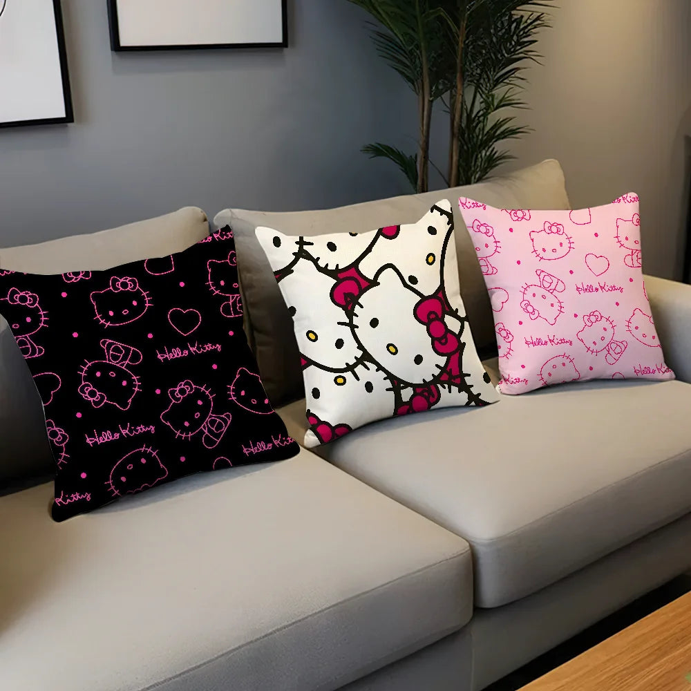 cushion cover soft Pillow bow Case for Hello Sofa Living Room kawaii Home Decor Protective k-Kitty SRO pink Pattern Covers My Store