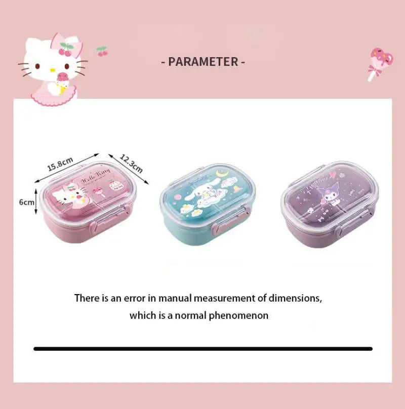 580Ml Sanrio Bento Box Kawaii Hello Kitty Cinnamoroll Kuromi Large Capacity Student Portable Separated Fruit Preservation Box My Store