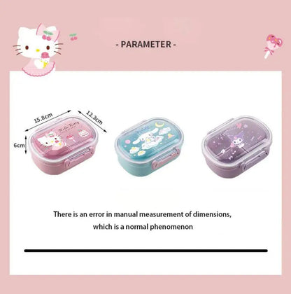 580Ml Sanrio Bento Box Kawaii Hello Kitty Cinnamoroll Kuromi Large Capacity Student Portable Separated Fruit Preservation Box My Store