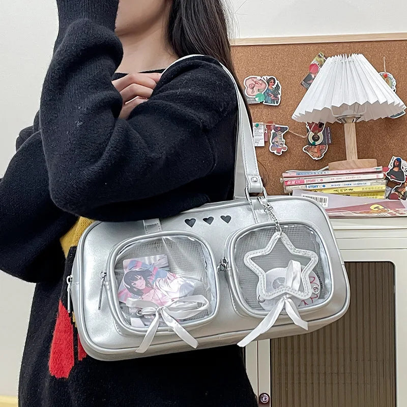 New Niche Design Women's Bow Harajuku Cute Ita Bag JK Uniform Ulzzang Shoulder Bag for Girls Y2K Cartoon Handle Bag My Store