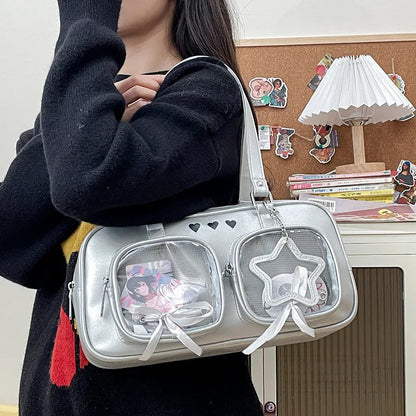 New Niche Design Women's Bow Harajuku Cute Ita Bag JK Uniform Ulzzang Shoulder Bag for Girls Y2K Cartoon Handle Bag My Store