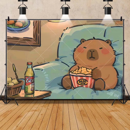 Cartoon cute capybara good luck photography background customizable children's first birthday decoration photo studiophoto props My Store