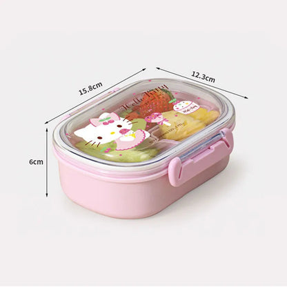 580Ml Sanrio Bento Box Kawaii Hello Kitty Cinnamoroll Kuromi Large Capacity Student Portable Separated Fruit Preservation Box My Store
