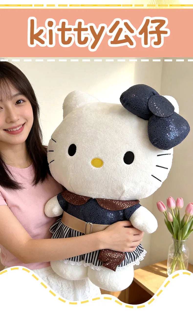 40-80CM Large Big Size Hello Kitty Plushies Sanrio Cartoon Anime Peluche Comfortable Soft Doll Ornament Children's Toy Gifts My Store