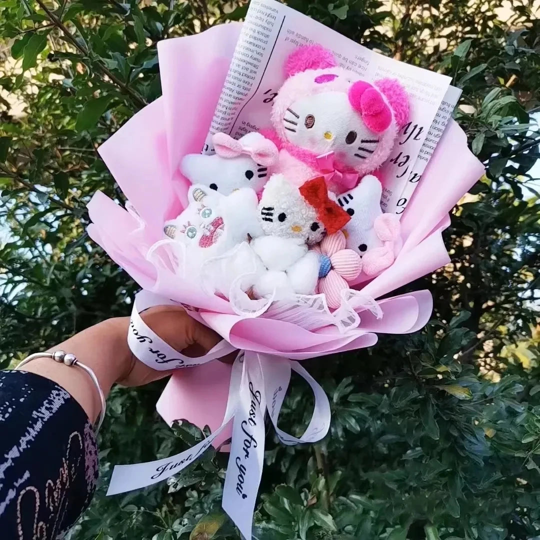 Hello Kitty Cartoon Plush Bouquet  Anime Rose Flowers Doll Home Wedding Decoration Christmas Valentine's Day Gift My Store