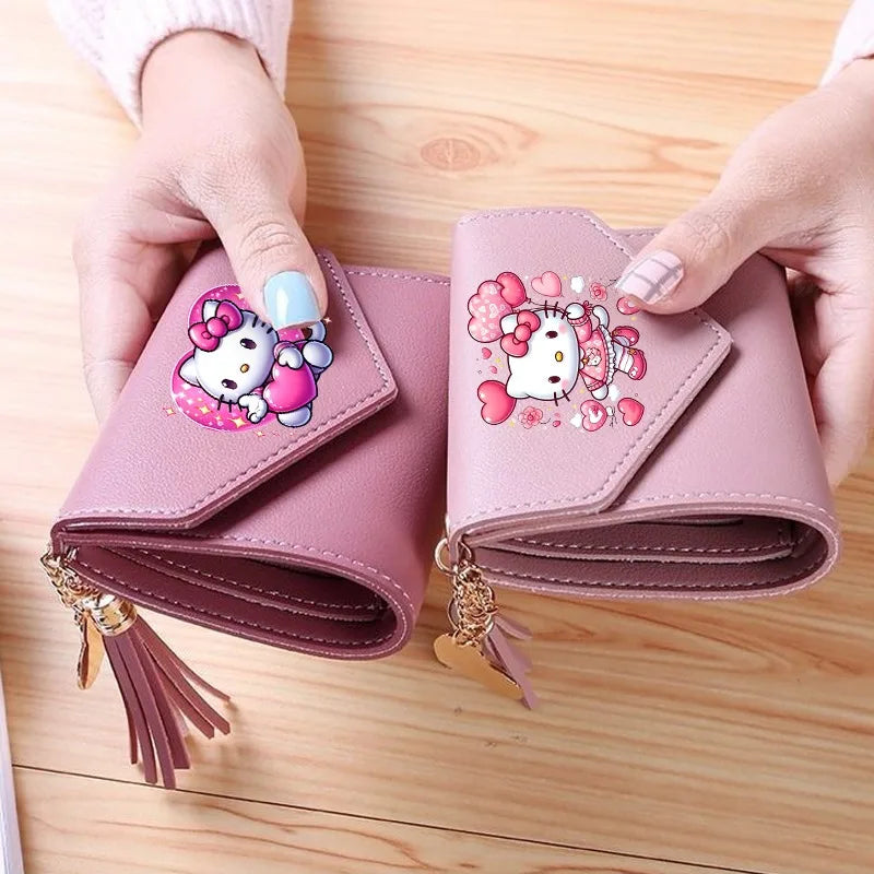 Hello Kitty Wallet PU Lychee Pattern Women Wallets Anime Cartoon New Clutch Money Pouch Trend Fashion Multifunctional Purse Gift My Store