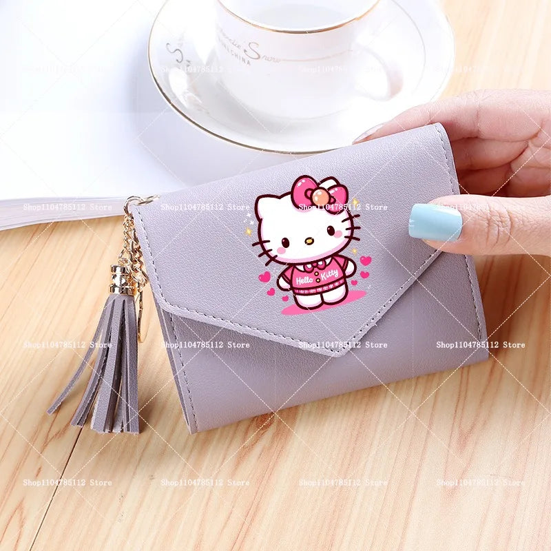 Hello Kitty Wallet PU Lychee Pattern Women Wallets Anime Cartoon New Clutch Money Pouch Trend Fashion Multifunctional Purse Gift My Store