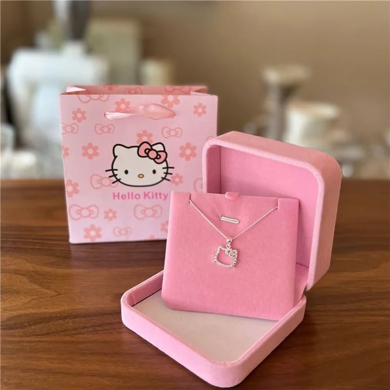 Sanrio Hello Kitty Necklace Cute Cartoon Clavicle Chain Pendant Women's Simple White Elegant Jewelry Fashion Friend Couple Gifts My Store