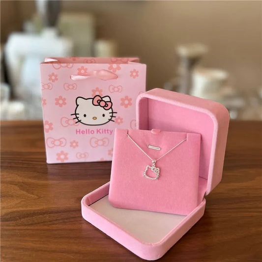 Sanrio Hello Kitty Necklace Cute Cartoon Clavicle Chain Pendant Women's Simple White Elegant Jewelry Fashion Friend Couple Gifts My Store