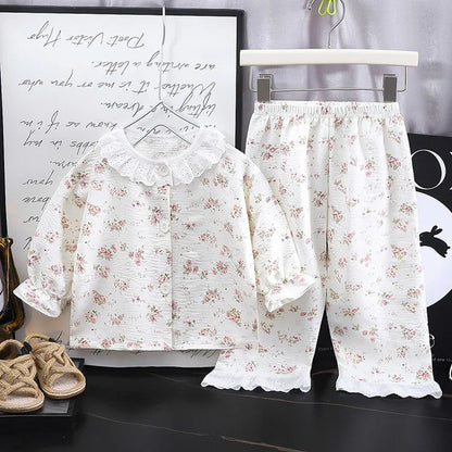 Kid Cute Floral New Sleepwear 2pcs Toddler Children Homewear Pajamas Thin Spring Summer Boys Girl Air Conditioning Clothing My Store