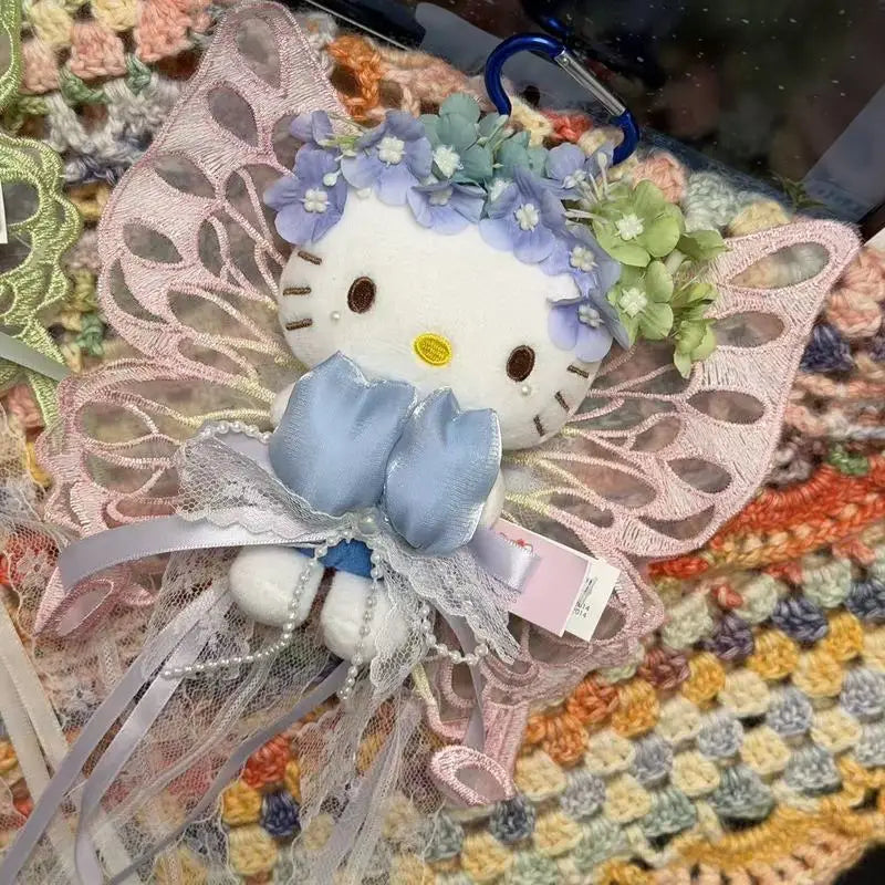 Hello Kitty cosplay butterfly fairy series cartoon plush doll keychain PP cotton stuffed doll kawaii pendant decoration gift My Store