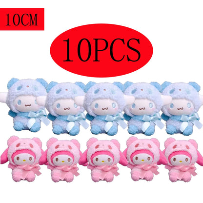 10pcs Sanrio Keychain Plush Anime Kuromi Doll Keyring Hello Kitty Plushie Cinnamoroll KeyChains Bag Pendant Toy Gift for Girls My Store
