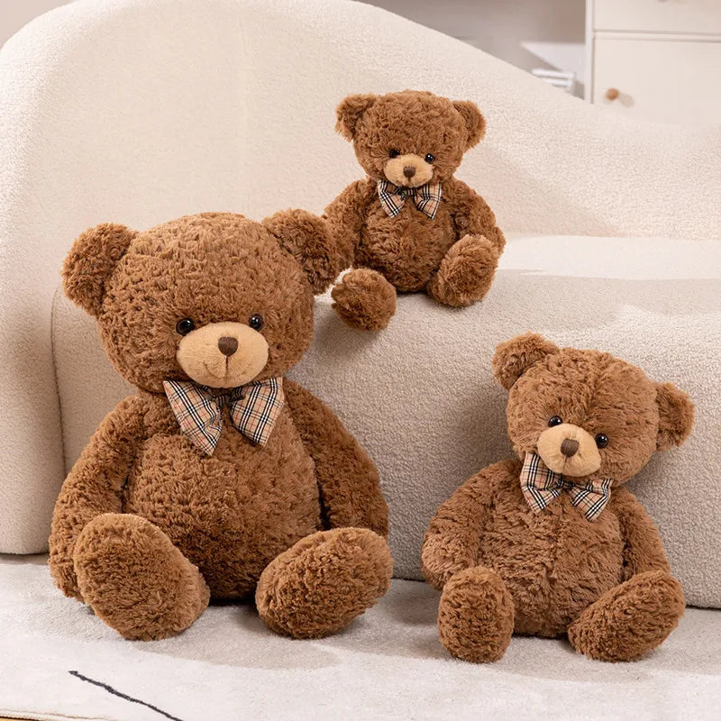 40-80cm Classic Teddy Bear Plush Dolls Cute Brown Bear Plushies with Bow Decor Lovely Birthday Gift Large Hug Pillow For Girl My Store