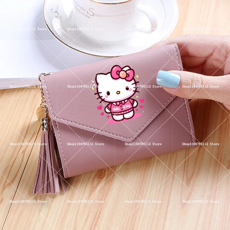 Hello Kitty Wallet PU Lychee Pattern Women Wallets Anime Cartoon New Clutch Money Pouch Trend Fashion Multifunctional Purse Gift My Store