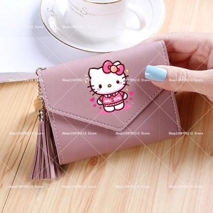 Hello Kitty Wallet PU Lychee Pattern Women Wallets Anime Cartoon New Clutch Money Pouch Trend Fashion Multifunctional Purse Gift My Store