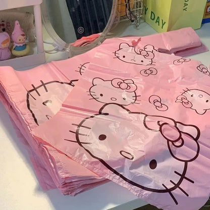 Cute Cartoon Kawaii Hello Kitty Cat Pattern Portable Bin Bag Vest Bag Plastic Bag Pink Tote Bag Storage Bag Household Waste Bag My Store