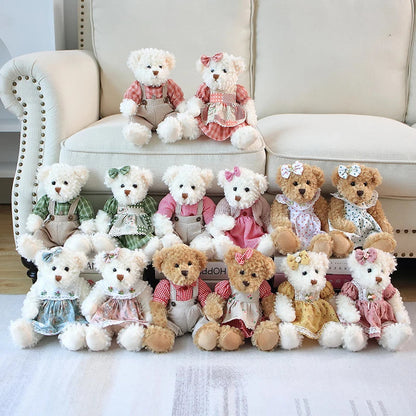 2pcs/lot 26cm Lovely Couple Teddy Bear Peluche Toys Kawaii Dress Bear Dolls Stuffed Soft Toy for Girls Baby Girlfriend Gifts My Store